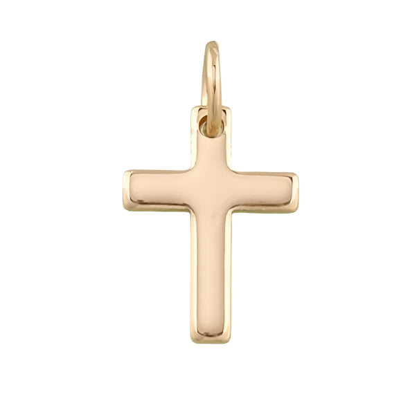 Gold cross pendant on a white background