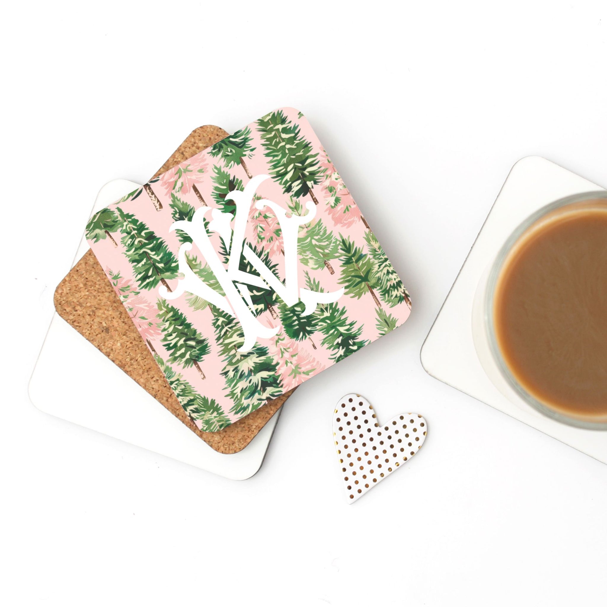 Pink Pines Cork Back Coasters