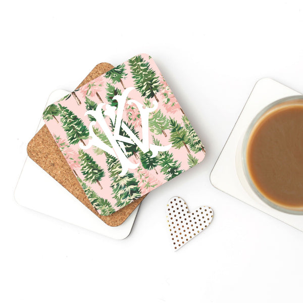 Pink Pines Cork Back Coasters