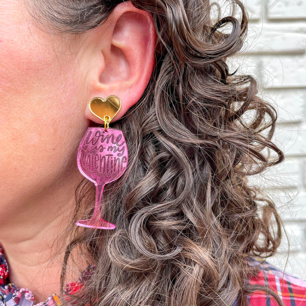 Wine is My Valentine Earrings