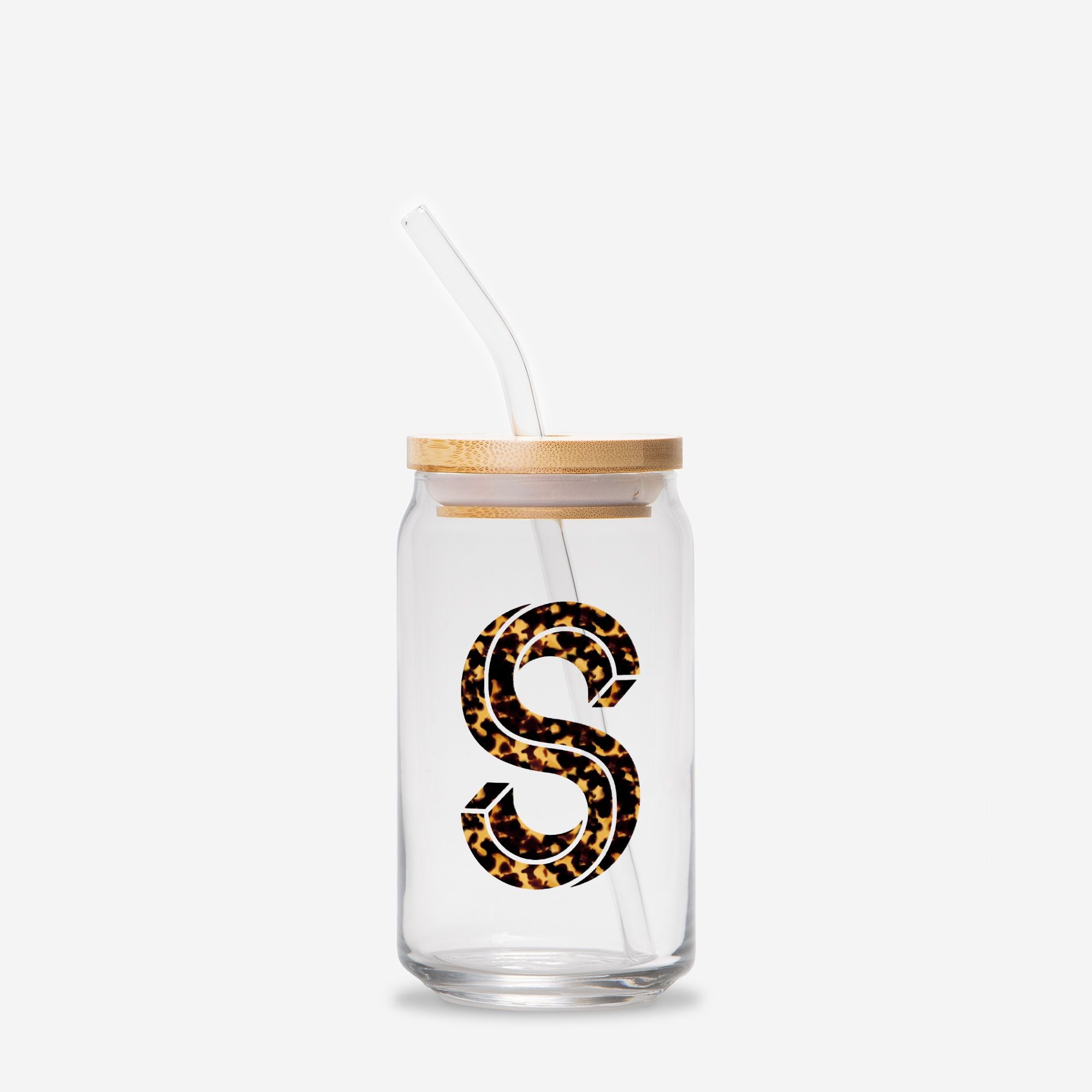 Tortoiseshell Initial Glass Can