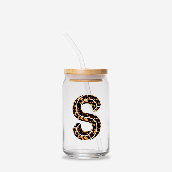 Tortoiseshell Initial Glass Can