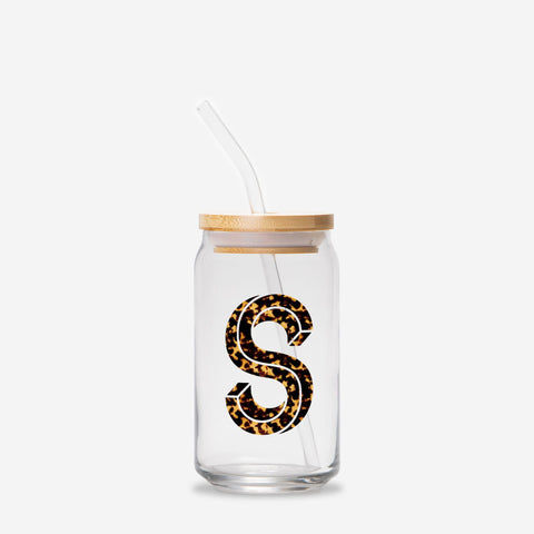 Tortoiseshell Initial Glass Can