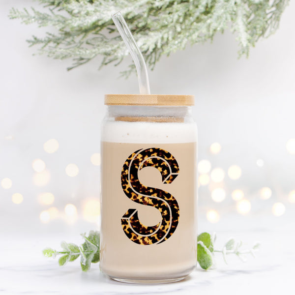 Tortoiseshell Initial Glass Can