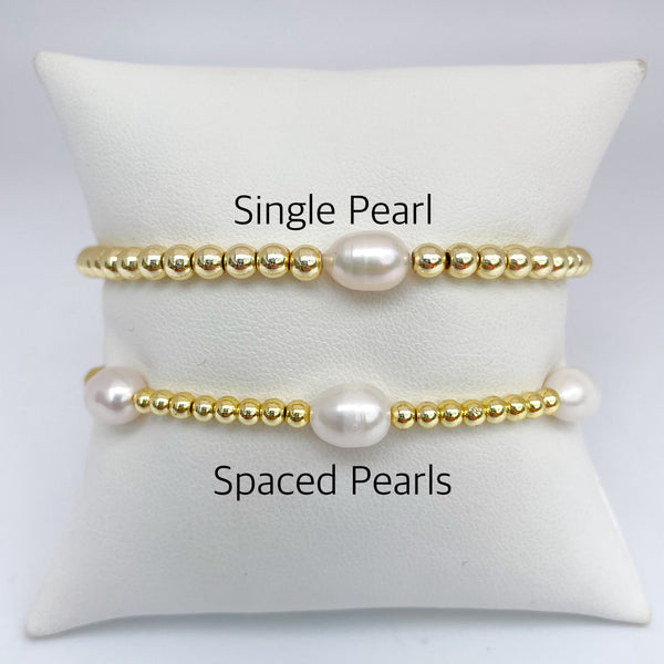 Poppy Pearl Gold Bead Bracelet