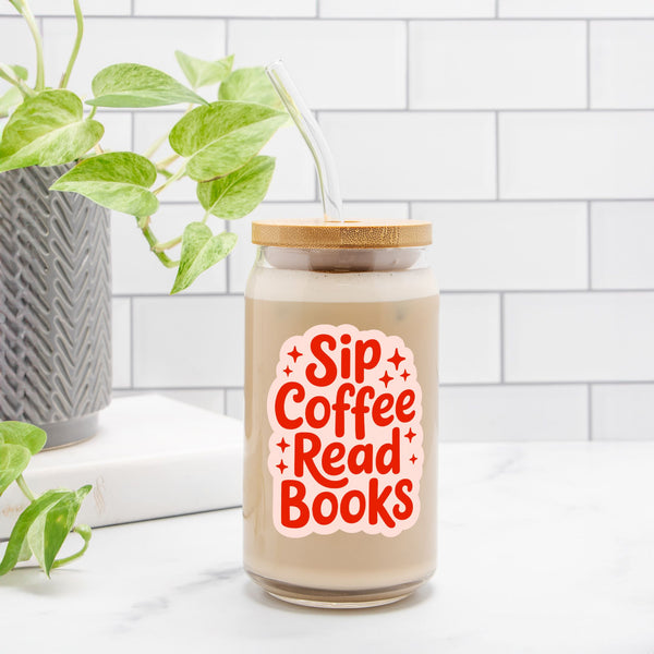 Sip Coffee Read Books Glass Can