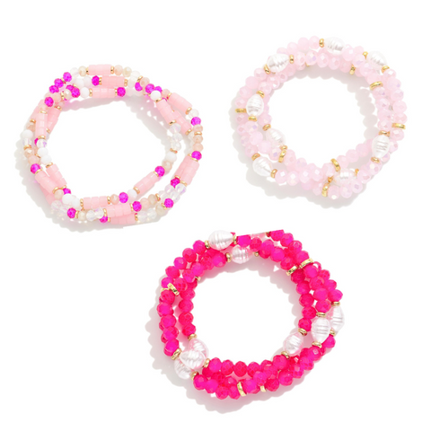 Pink Beaded Bracelet Set