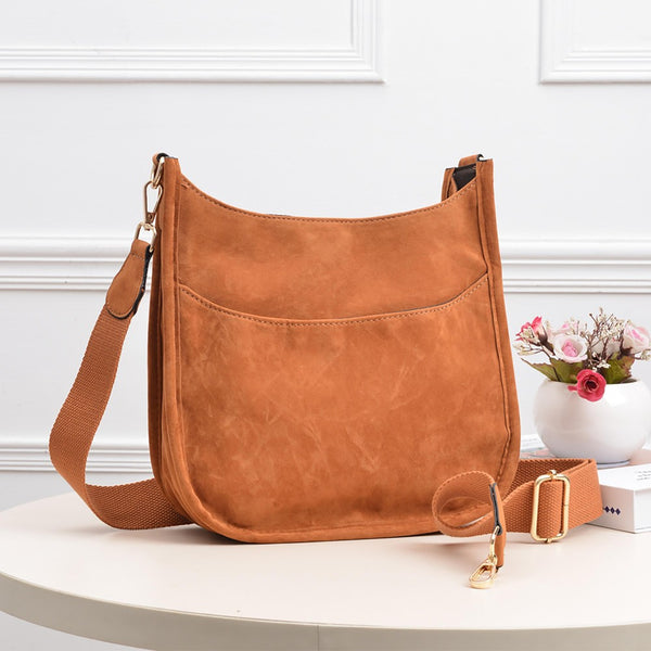 Faux Suede Crossbody Handbag
