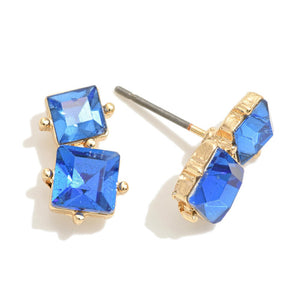 Double Crystal Stud Earrings