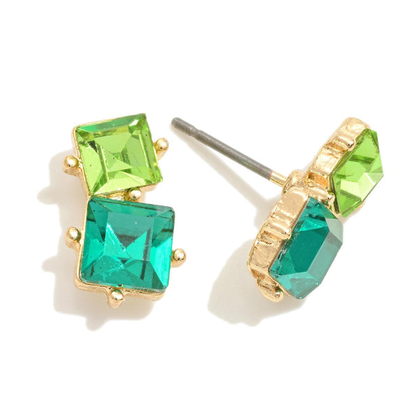 Double Crystal Stud Earrings