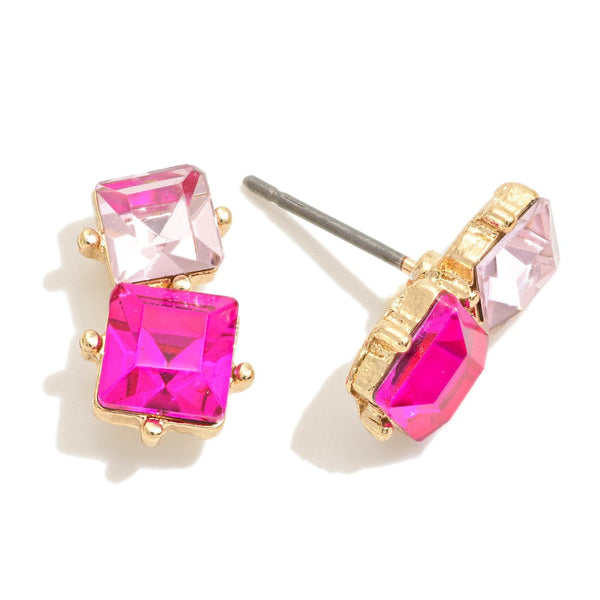 Double Crystal Stud Earrings