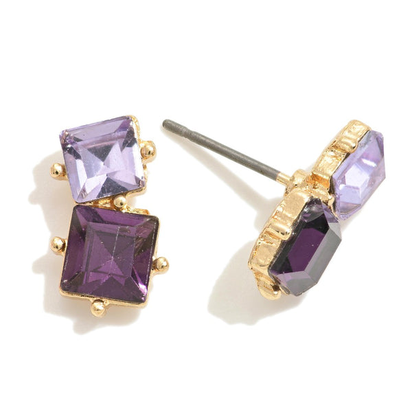 Double Crystal Stud Earrings