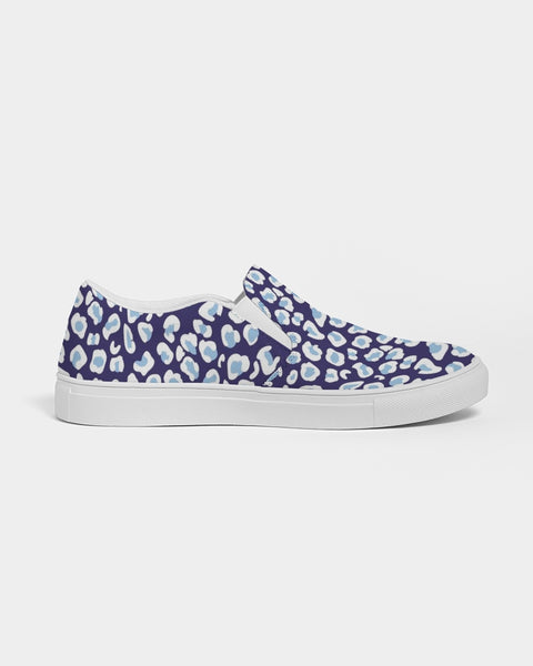 Preppy Leopard Women's Slip-On Canvas Shoe (navy and light blue)
