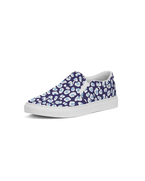 Preppy Leopard Women's Slip-On Canvas Shoe (navy and light blue)