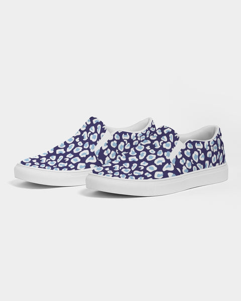 Preppy Leopard Women's Slip-On Canvas Shoe (navy and light blue)