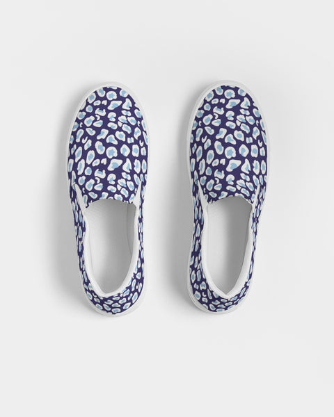 Preppy Leopard Women's Slip-On Canvas Shoe (navy and light blue)