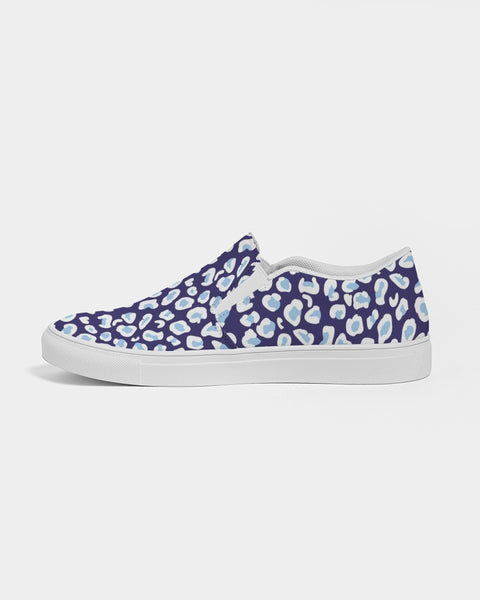 Preppy Leopard Women's Slip-On Canvas Shoe (navy and light blue)