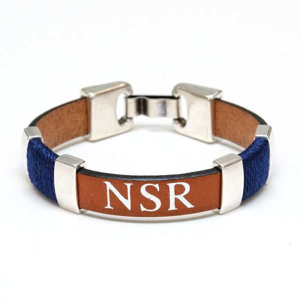 Nautical bracelet with monogram in mahogany