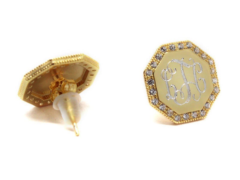 Monogrammed Octagon Earrings