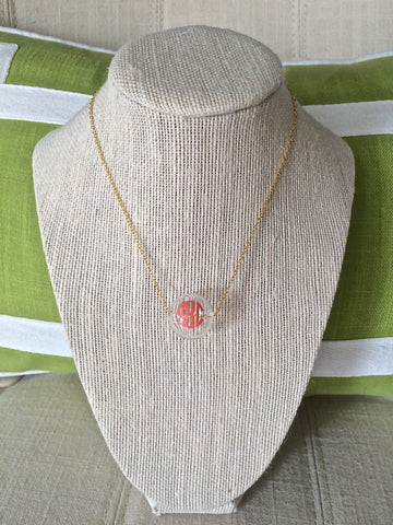 Monogrammed Handblown Glass Bubble Necklace - Gold