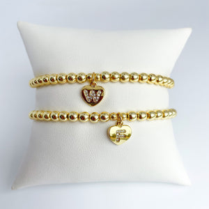 Claire Gold Heart Initial Bracelet