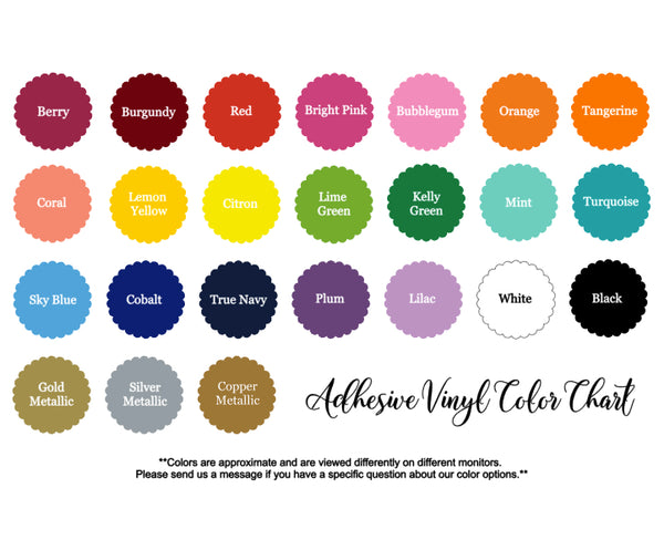 belle and ten monogram vinyl color chart