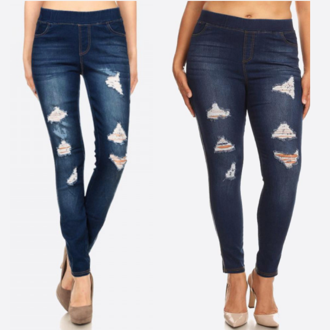 Distressed jeggings online