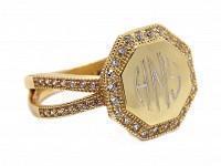 Monogrammed Octagon Ring