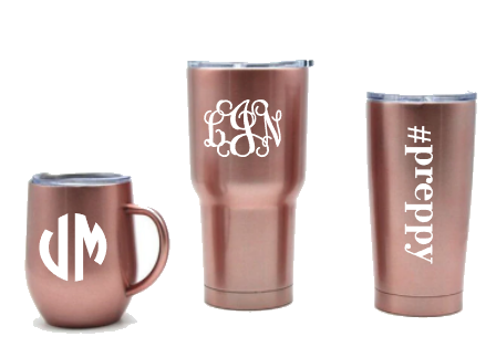 Rose gold stainless steel tumblers by Belle and Ten