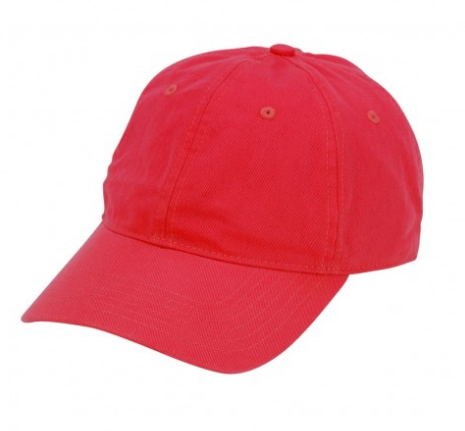 red monogrammed baseball hat