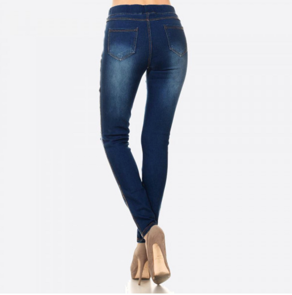 Distressed Pull-on Jeggings