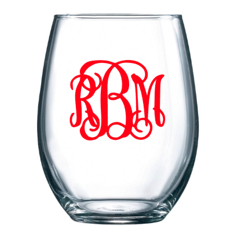 Monogrammed Stemless Wine Glasses