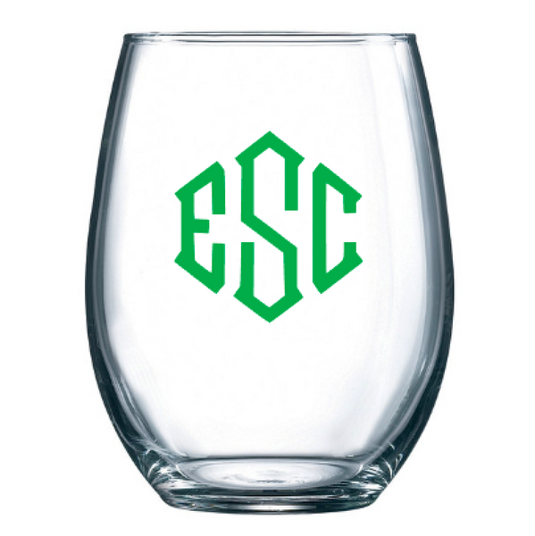 Monogrammed Stemless Wine Glasses