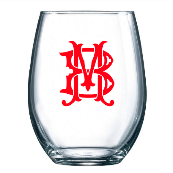 Monogrammed Stemless Wine Glasses