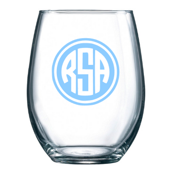 Monogrammed Stemless Wine Glasses