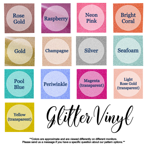 glitter monogram decal color chart