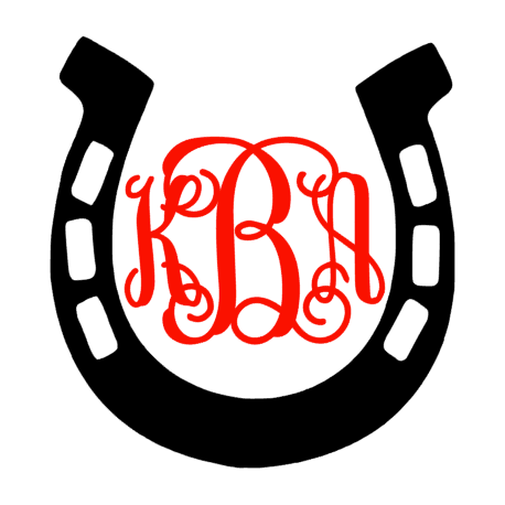 horseshoe monogram decal with interlocking monogram