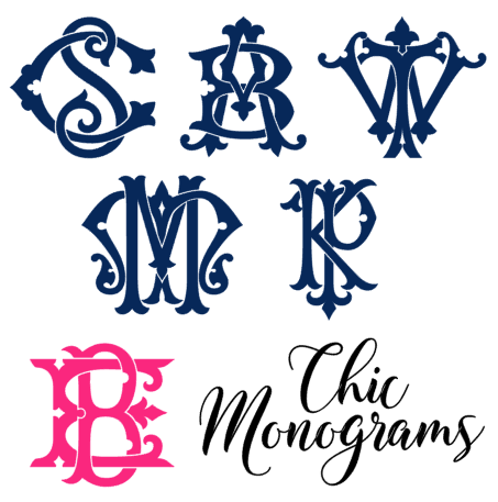 chic monogram vinyl decal options