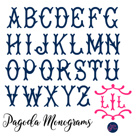Belle & Ten pagoda monogram alphabet chart