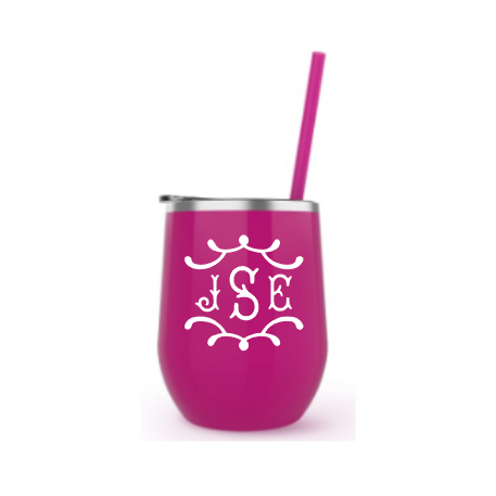 Belle & Ten pagoda monogram on wine tumbler