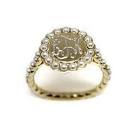 Monogrammed Ring with Pearls