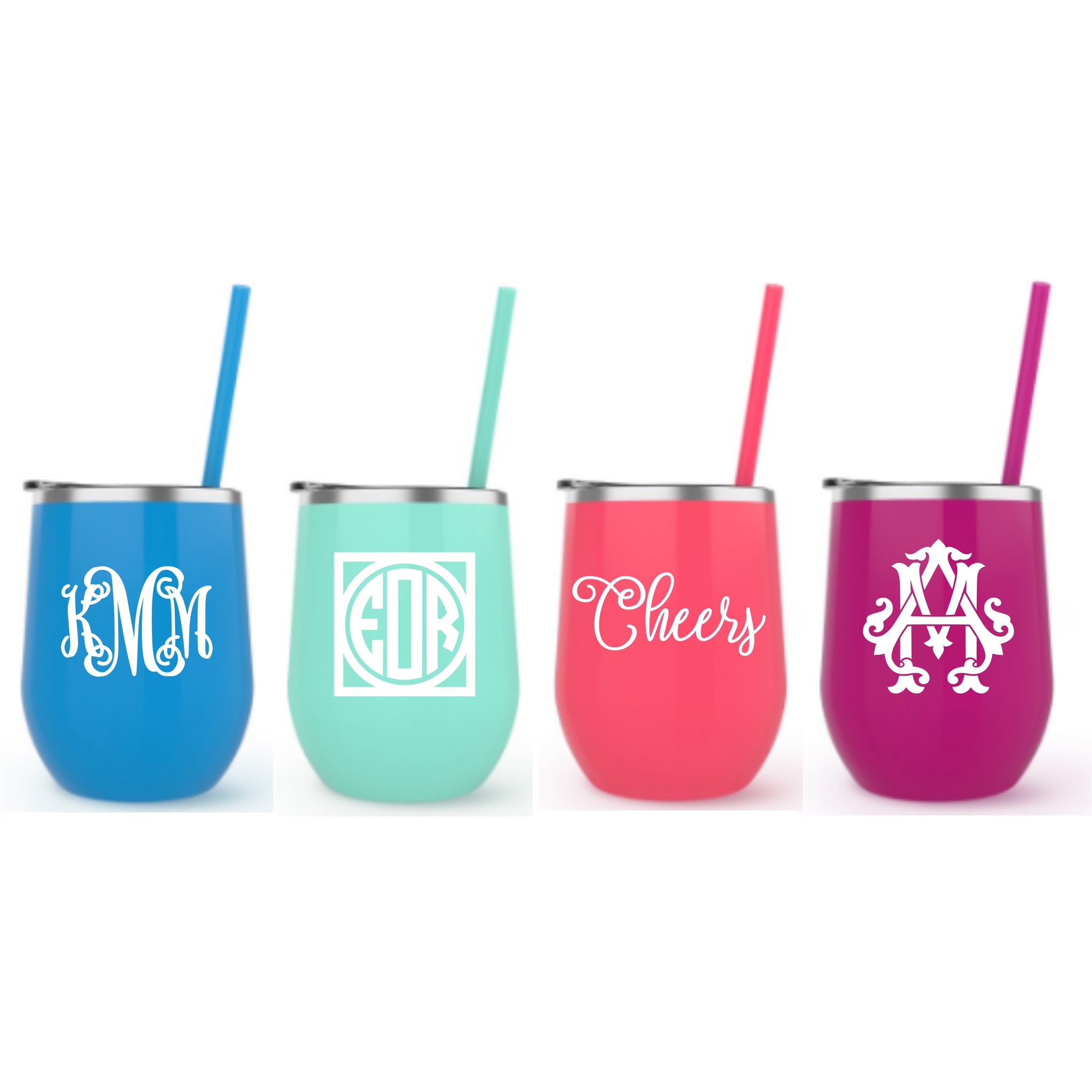 Monogrammed Stemless Wine Glasses – Belle & Ten