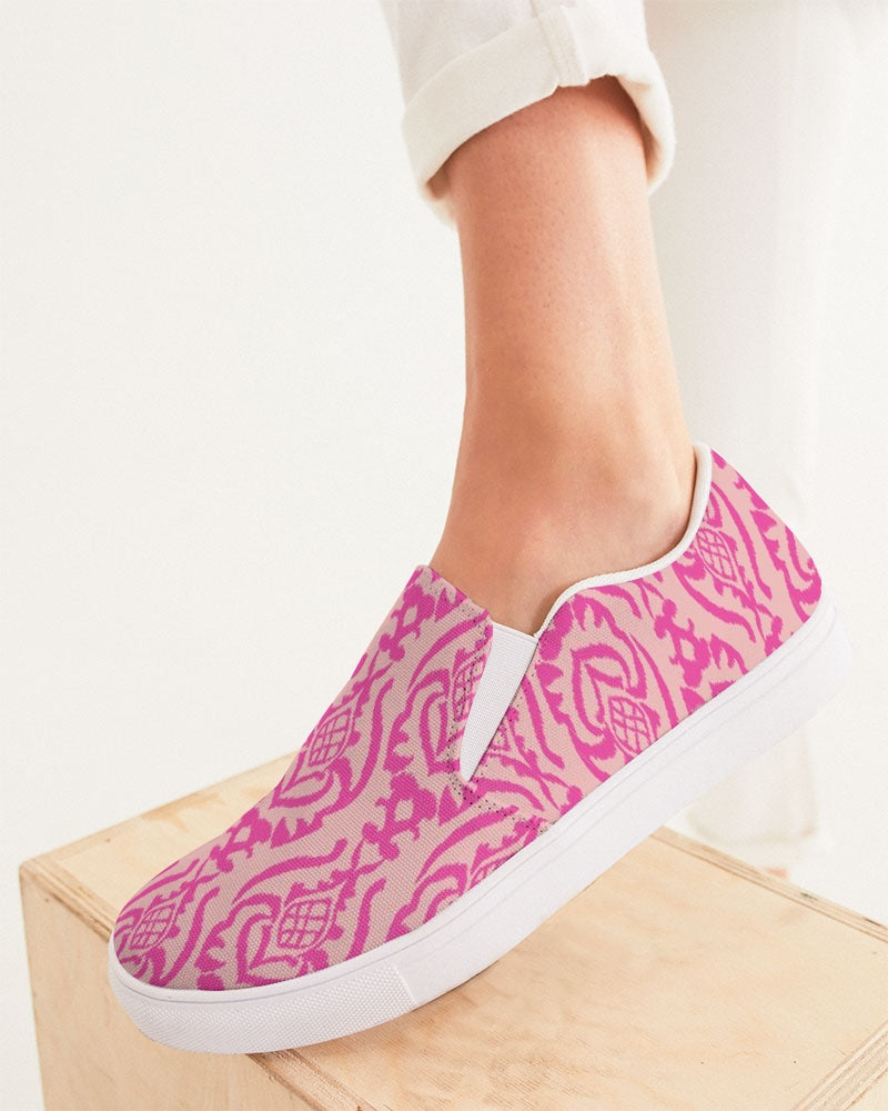 Pop of Pink Ikat Women's Slip-On Canvas Shoe