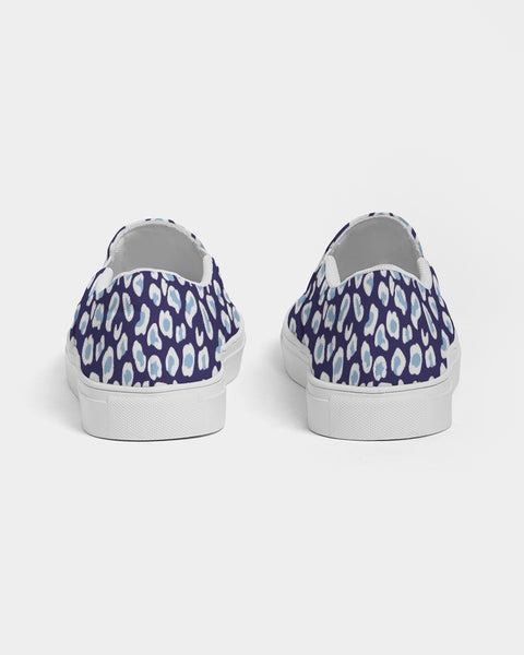 Preppy Leopard Women's Slip-On Canvas Shoe (navy and light blue)