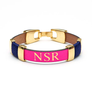 Nautical bracelet with monogram in neon pink
