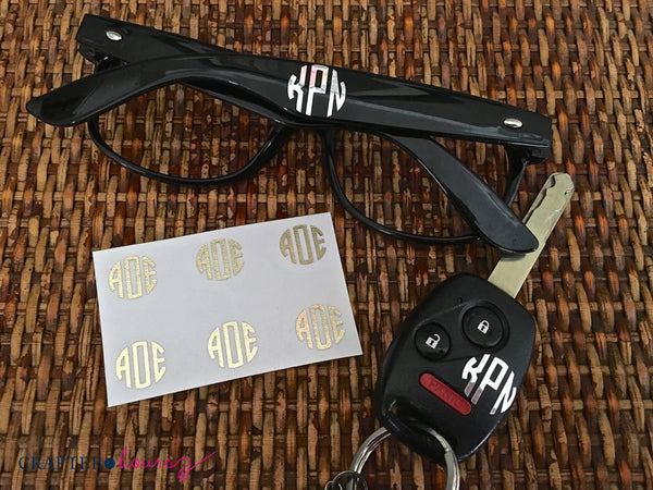 Gold, Rose Gold or Silver Foil Monogram Minis (1/2" circle decals)