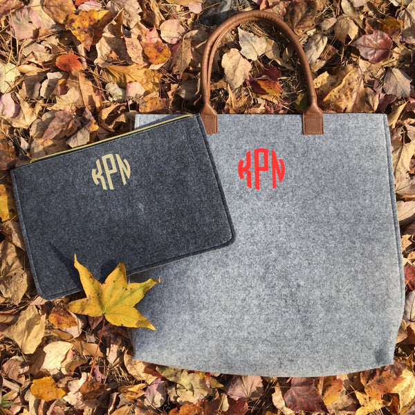 Monogrammed Wool Felt Tote or Clutch