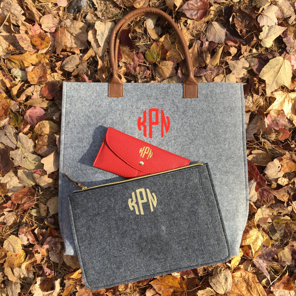 Monogrammed Wool Felt Tote or Clutch