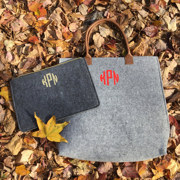 Monogrammed Wool Felt Tote or Clutch
