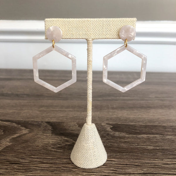 Tortoiseshell Hexagon Earrings